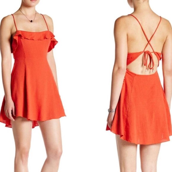 Free People Dresses & Skirts - Free People More Than a Mini Dress Coral Orange Gauze Cotton Small Boho Beach